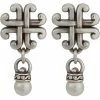 Brighton Taos Pearl Cross Post Drop Earrings